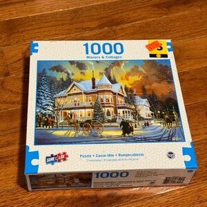 1000-Piece Manors & Cottages Jigsaw Puzzle - White & Blue Box